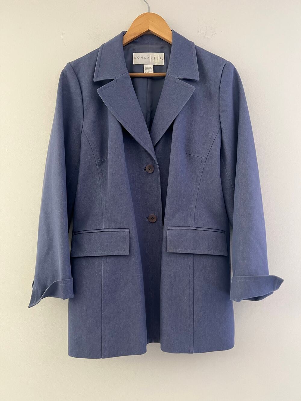 Doncaster Overcoat Jacket Blue 2 Button Size 14 SG